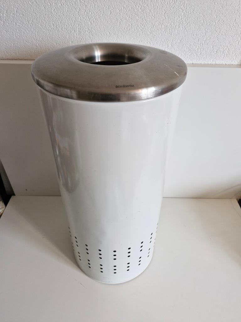 Vintage Brabantia waston / wasverzamelaar wit met RVS deksel, Ophalen, Gebruikt, 50 tot 75 cm, 40 liter of meer