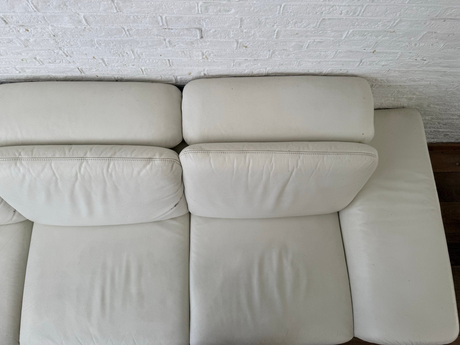Leren hoekbank - wit, comfortabel en tijdloos design, Ophalen, 250 tot 300 cm, Gebruikt, 100 tot 125 cm
