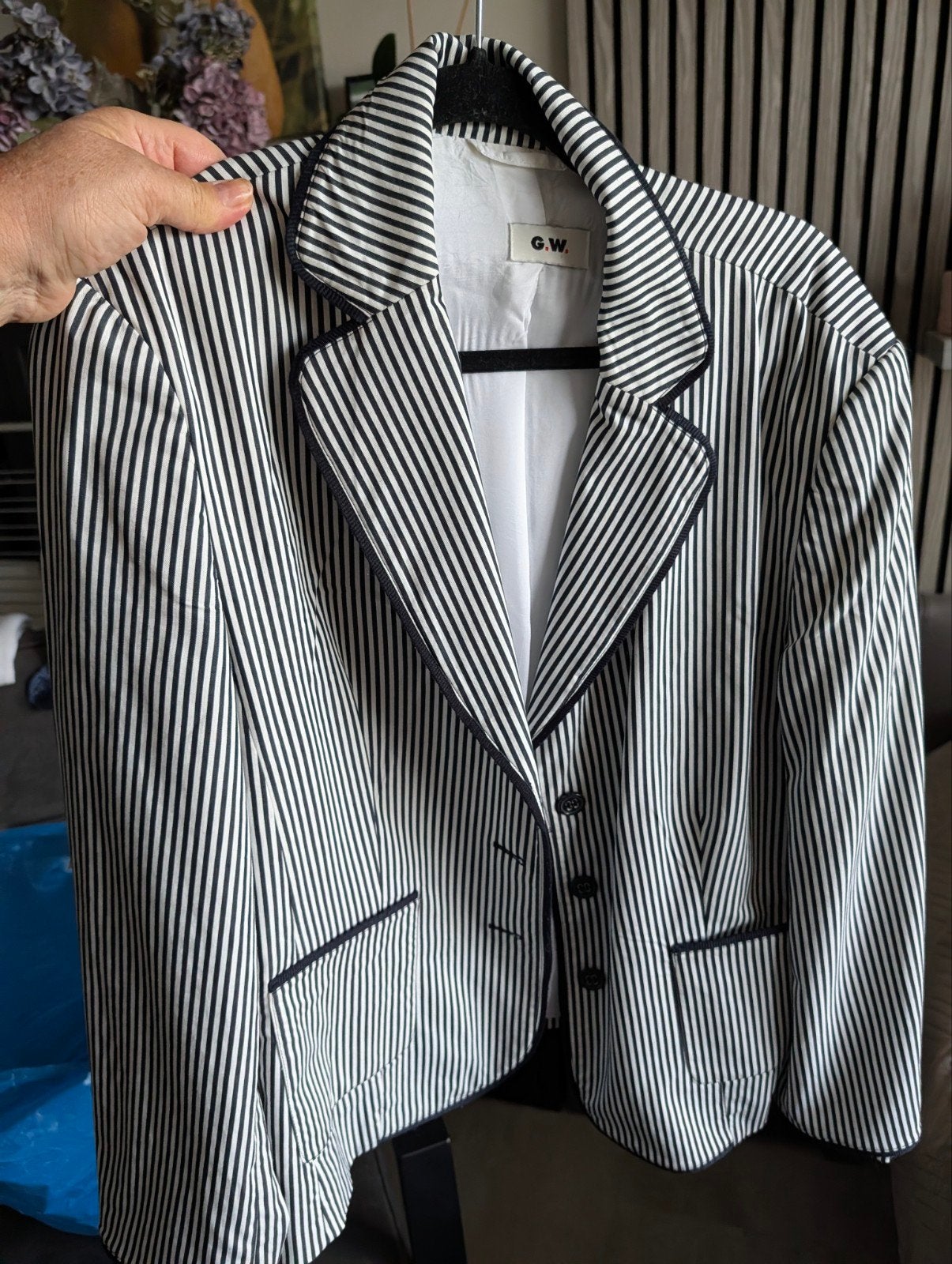 Gestreepte blazer van G.W. - Zo goed als nieuw, Zwart, Maat 46/48 (XL) of groter, Ophalen of Verzenden, Jasje