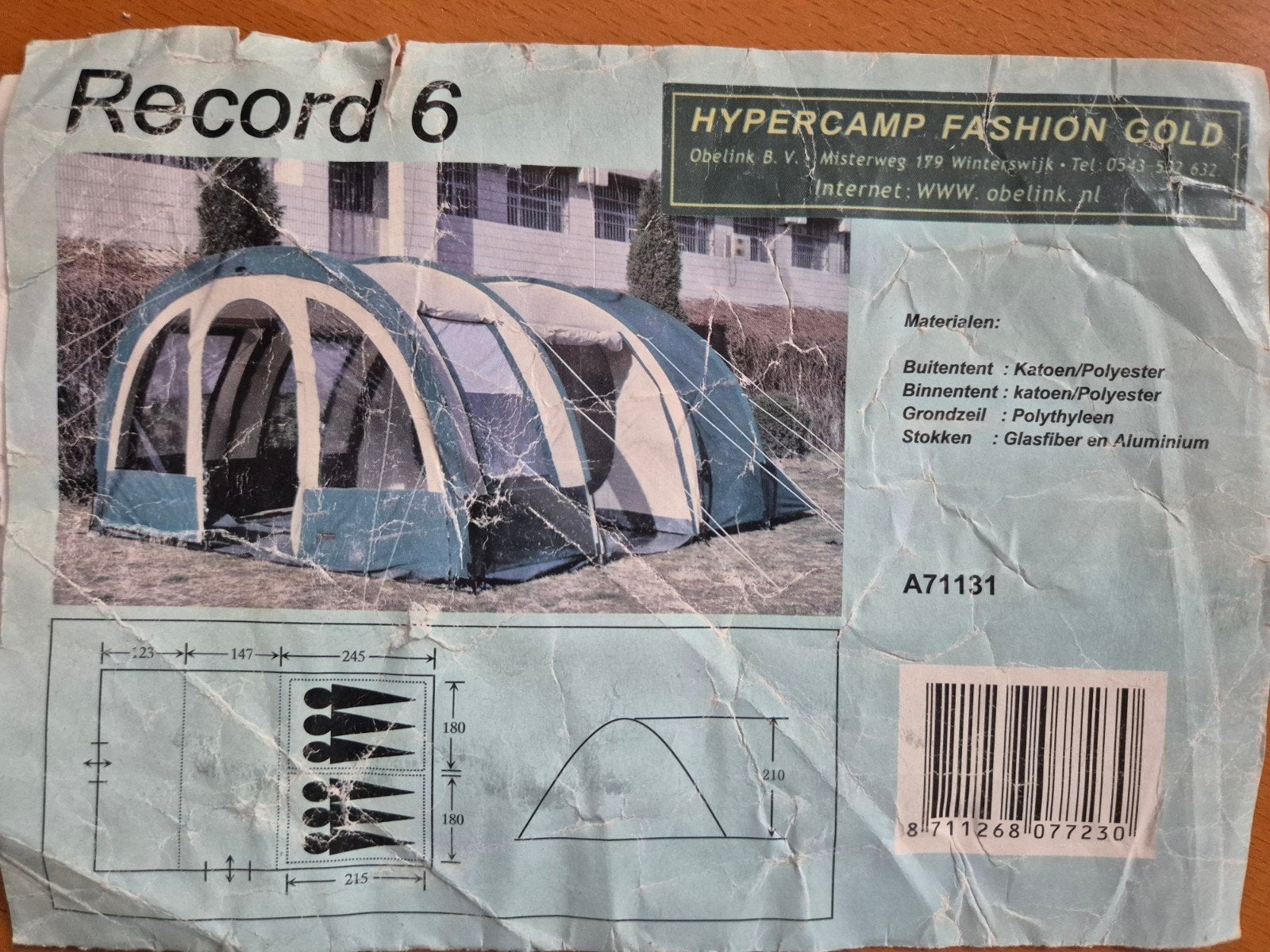 Tunneltent, Hypercamp Fashion Gold Record 6, Caravans en Kamperen, Tenten, Ophalen, Gebruikt, Tot en met 6