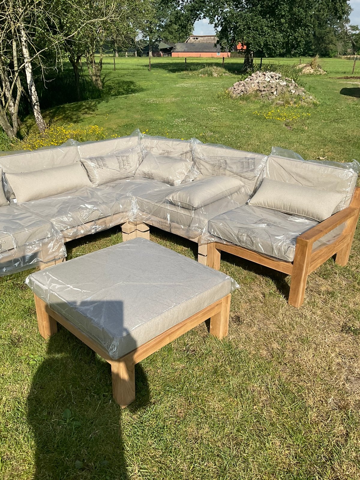 Nieuwe massief teak houten loungeset Pietboon style, Ophalen, Teakhout, Zo goed als nieuw, Loungeset