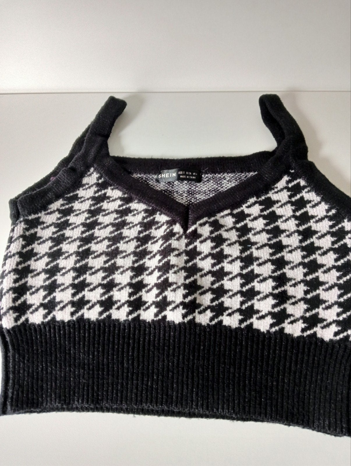 Shein Houndstooth Gebreide Croptop Zwart Wit Maat S, Kleding | Dames, Zwart, Nieuw, Ophalen of Verzenden, Shein