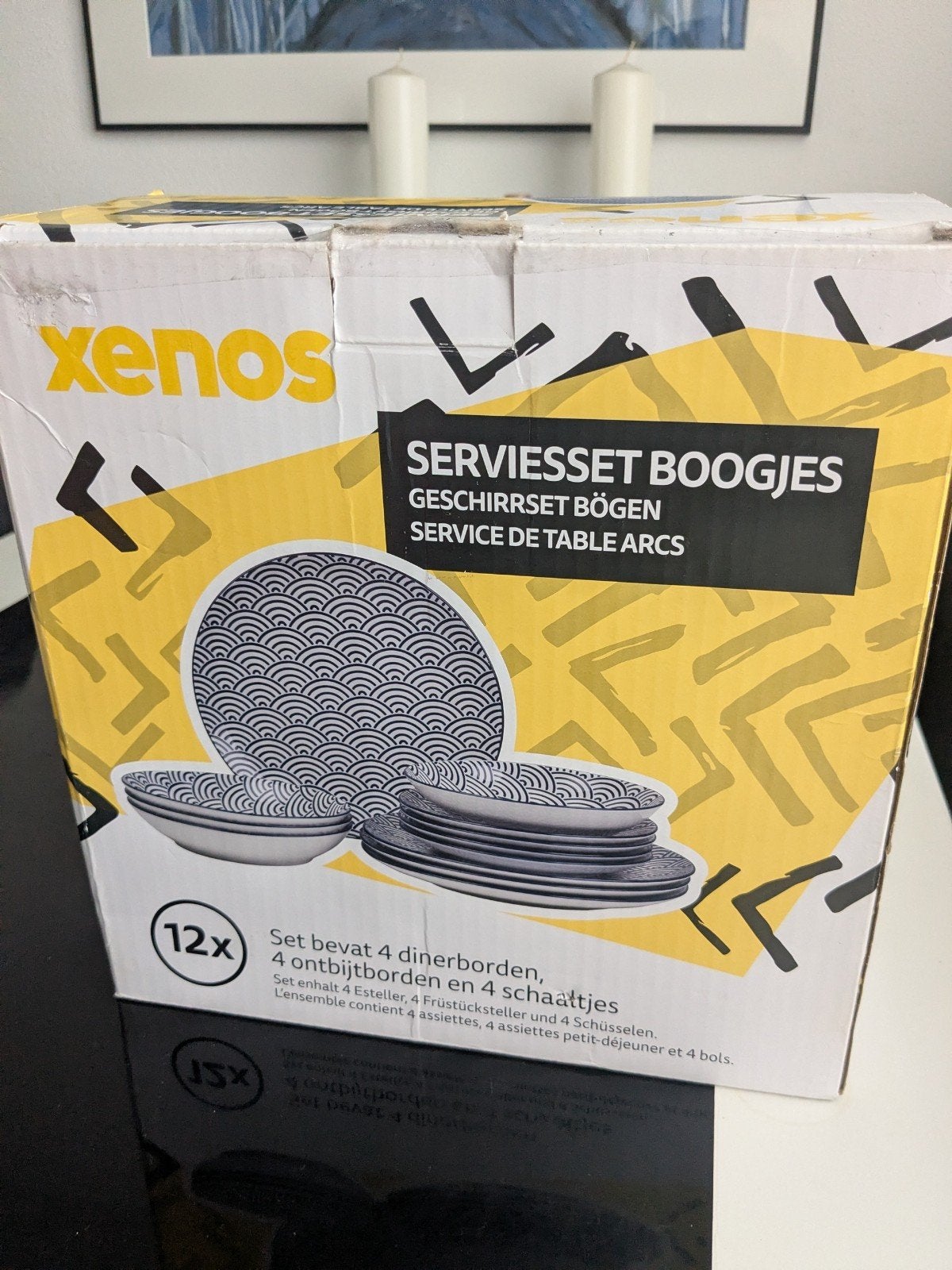 Nieuw 12-delig serviesset borden schaaltjes - Xenos, Huis en Inrichting, Keuken | Servies, Ophalen of Verzenden, Nieuw, Porselein
