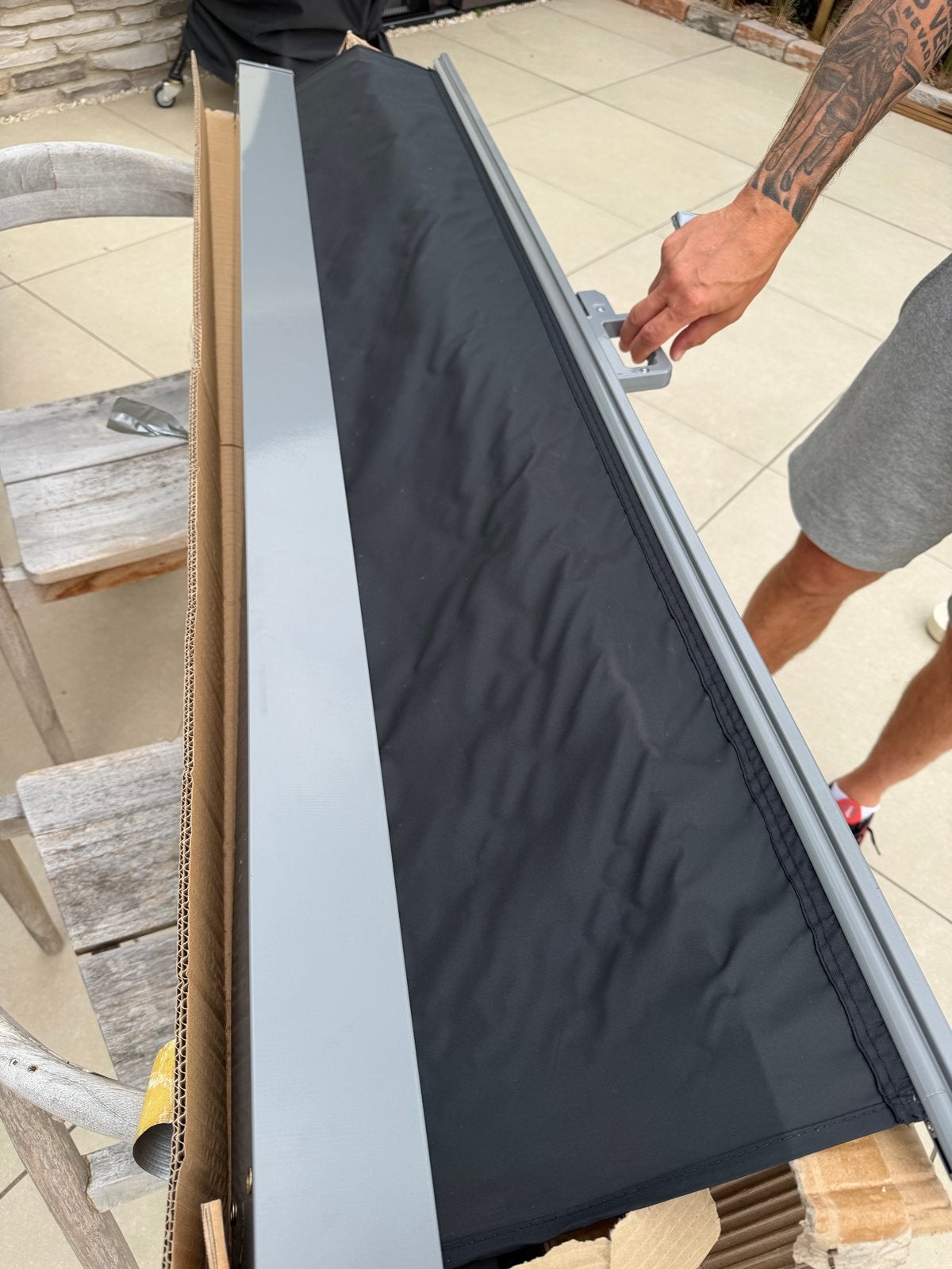 Oprolbaar windscherm 170x300cm, zwart, Caravans en Kamperen, Ophalen, Uittrekbaar, Nieuw