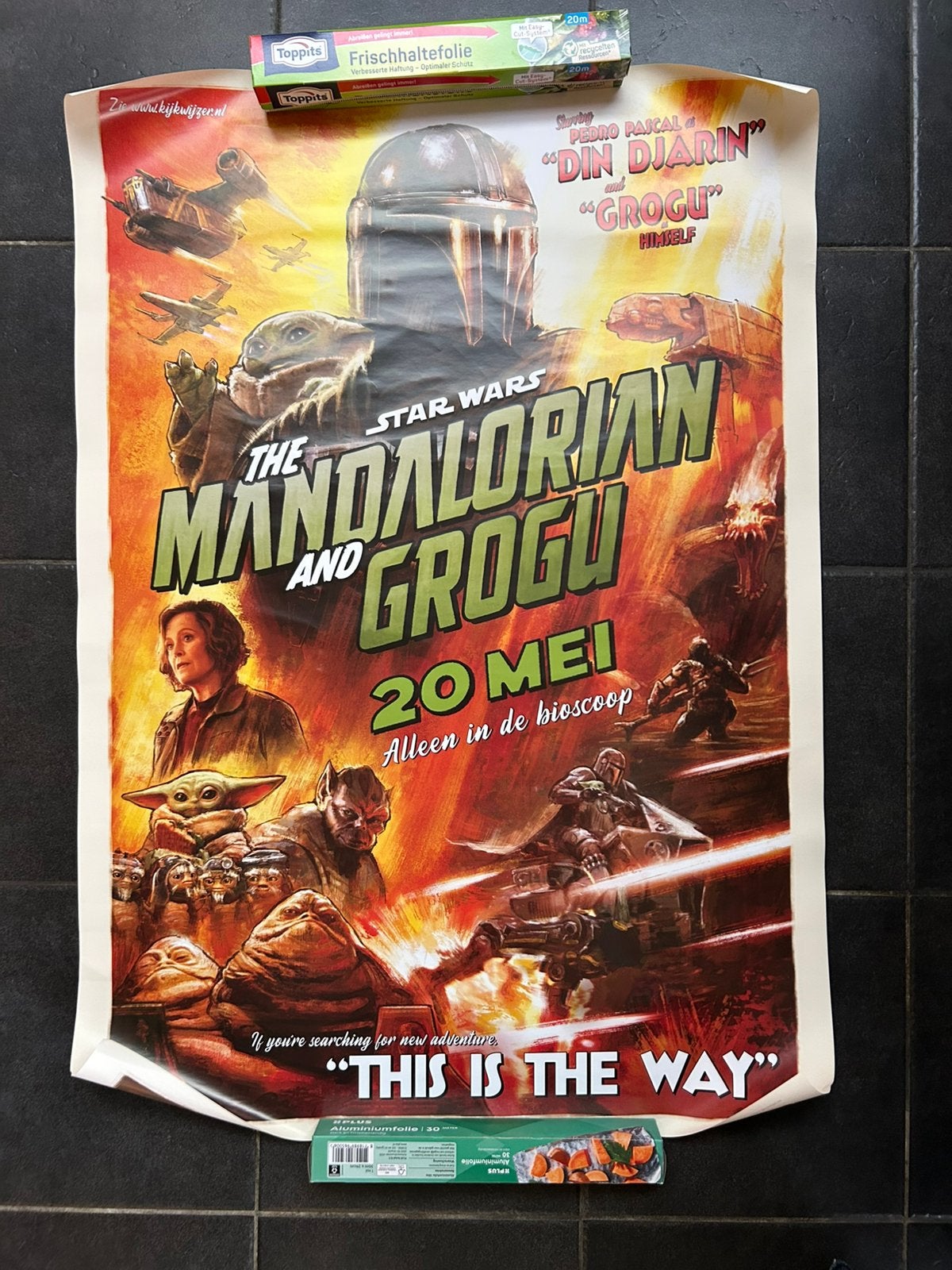 OPHALEN: Bioscoop poster THe Mandalorian and Grogu, Verzamelen, Posters, Ophalen, Nieuw, Deurposter of groter, Film en Tv