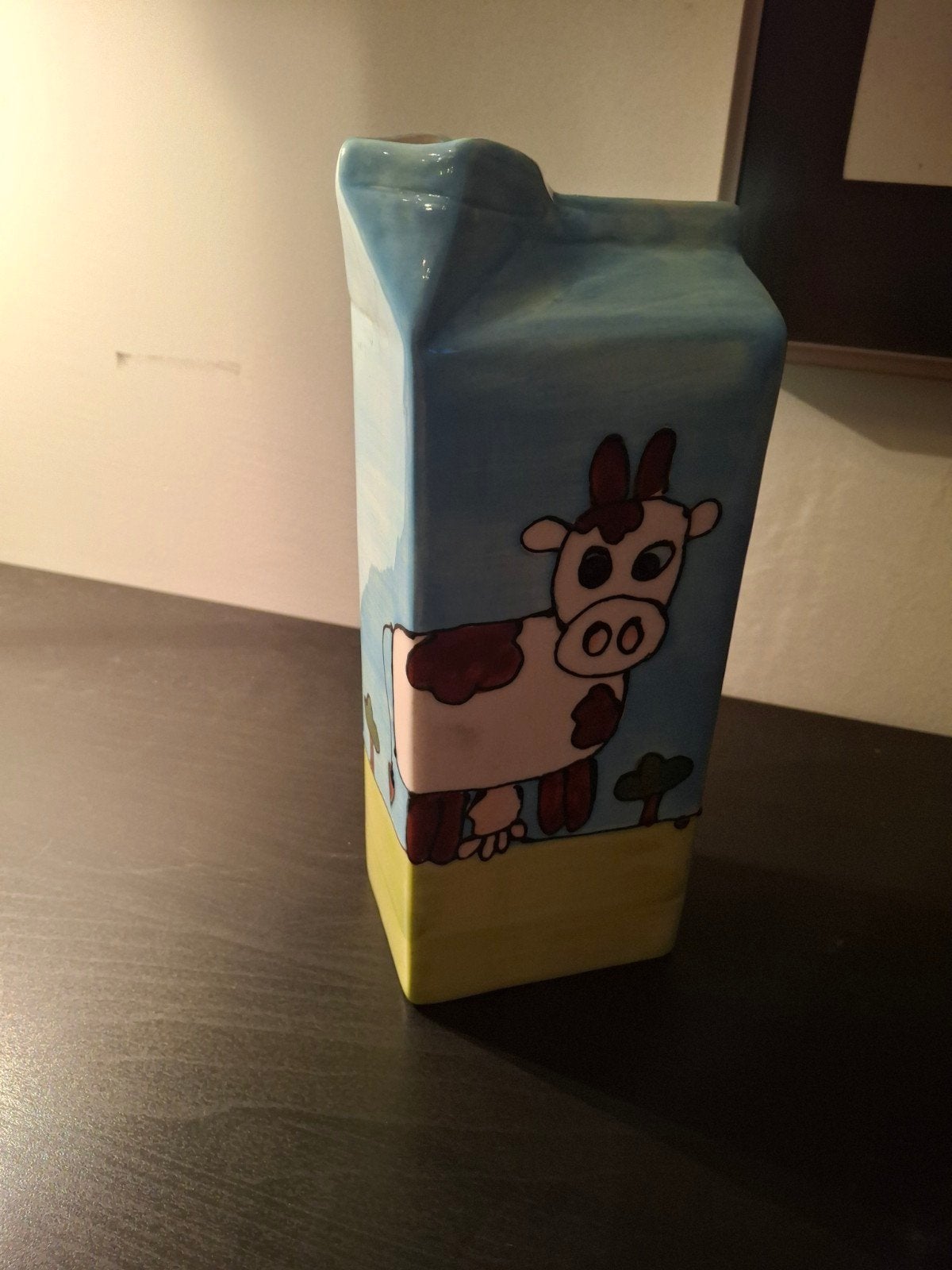 Keramieken melkpak vaas met koeienprint, Ophalen of Verzenden