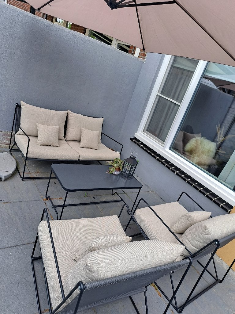 Loungeset aluminium / creme, Tuin en Terras, Ophalen, 4 zitplaatsen, Gebruikt, Aluminium