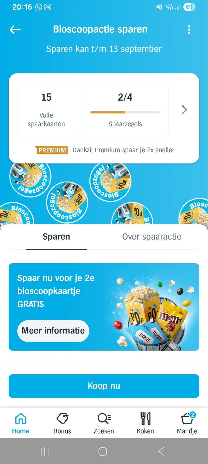 Albert Heijn bioscoop actie 15 volle spaarkaarten, Tickets en Kaartjes, Drie personen of meer