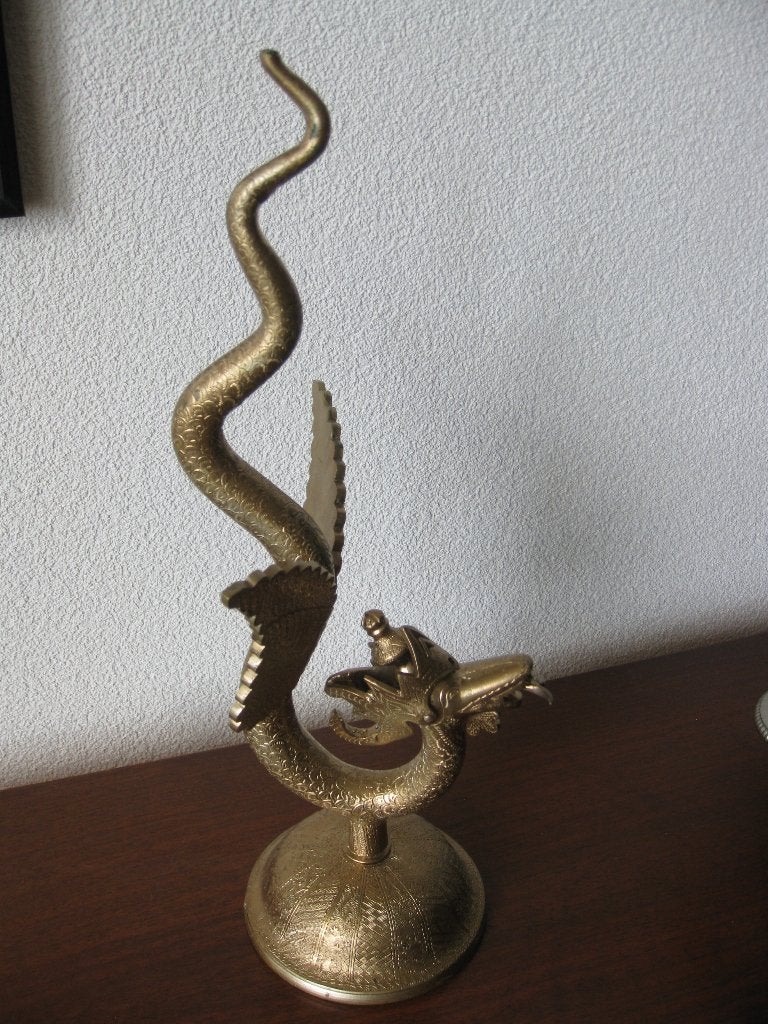 Koperen beeld van een draak., Verzamelen, Beelden en Beeldjes, Ophalen of Verzenden, Gebruikt, Dier