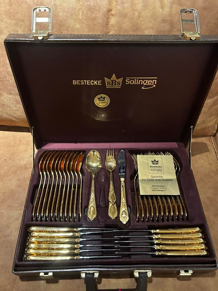 Bestek koffer zilver/goud van SBS Solingen, Antiek en Kunst, Ophalen of Verzenden