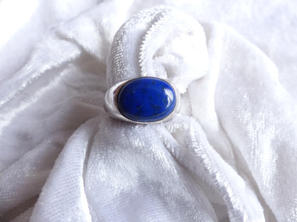Mooie Aparte brede Zilveren Band ring met Lapis Lazuli, Sieraden, Tassen en Uiterlijk, Antieke sieraden, Verzenden, Zilver, Ring