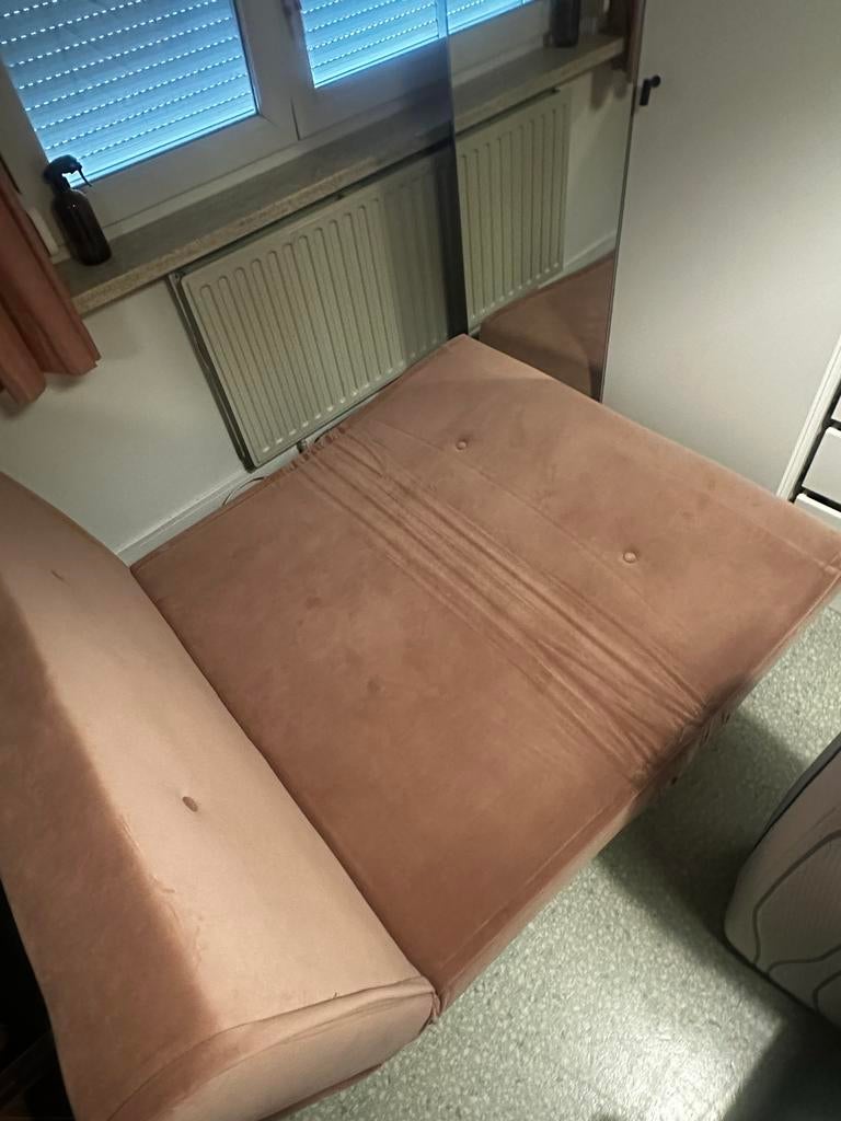 Roze slaapbank/futon met kussens, Ophalen, Gebruikt, Overige maten, Overige kleuren