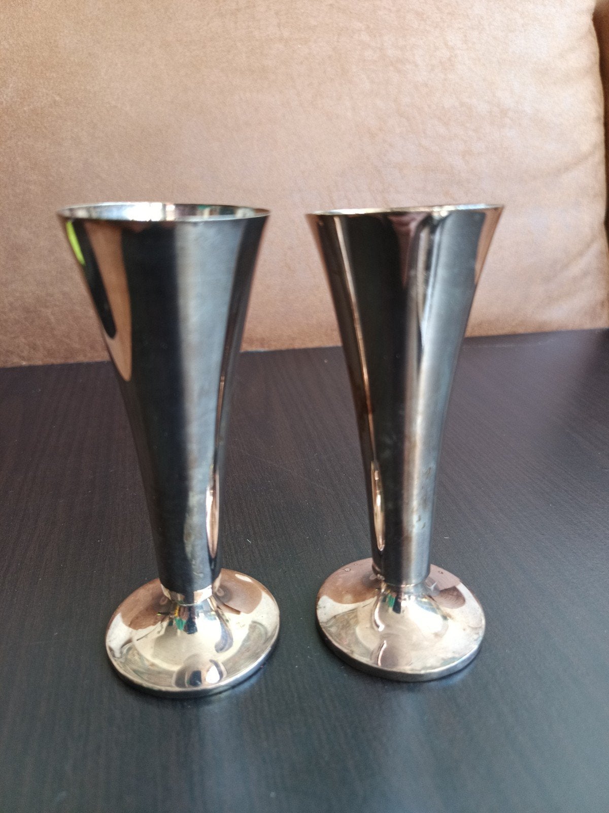 Set van 2 Keltum verzilverde vaasjes, 12,3 cm hoog, Antiek en Kunst, Ophalen of Verzenden