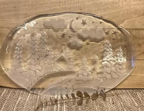 Vintage schaal met winters tafereel, merk Walther Glas, Ophalen of Verzenden