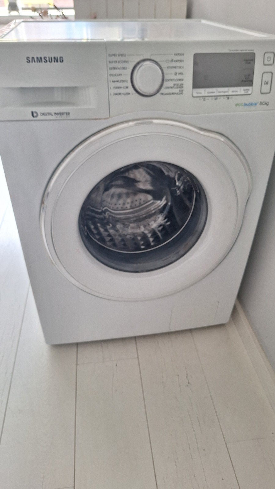 Samsung ecobubble rubber. Heeft reparatie nodig, 6 tot 8 kg, Ophalen of Verzenden, 1200 tot 1600 toeren, 85 tot 90 cm