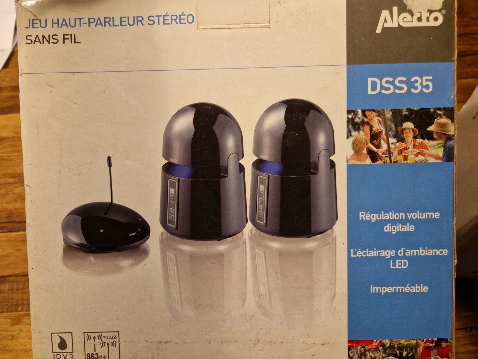 Alecto DSS 35 Draadloze Stereo Speakerset met LED, Audio, Tv en Foto, Luidsprekers, Ophalen, Stereo speakers, Gebruikt, Minder dan 60 watt