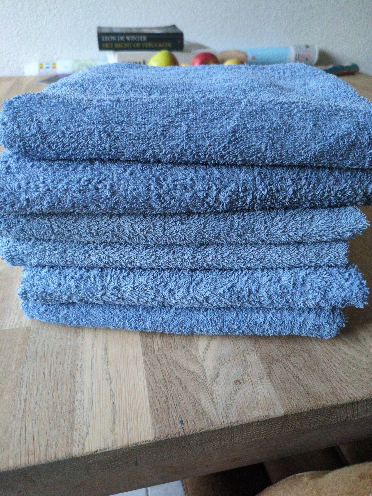Set van 6 blauwe handdoeken 100x50cm, Ophalen of Verzenden, Zo goed als nieuw, Blauw, Handdoek
