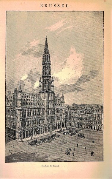 Antieke Prent Brussel Stadhuis 1906 Winkler Prins - Boudiaz, Ophalen, Gebruikt, Gebouw, Voor 1940