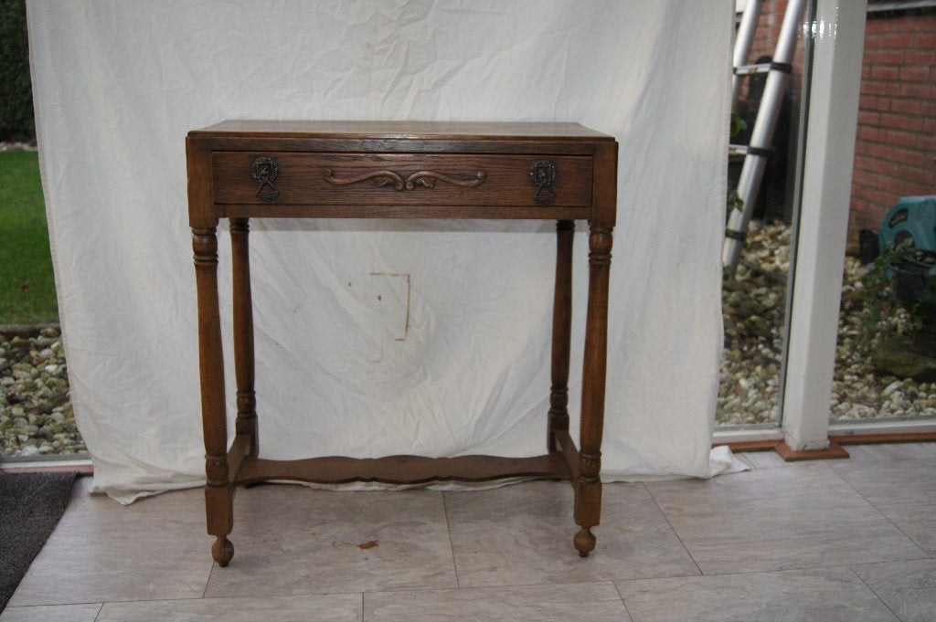 Antieke eikenhouten sidetable met lade, Ophalen of Verzenden