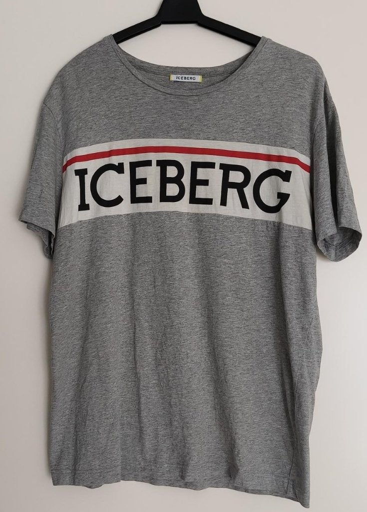 Iceberg T-shirt Grijs met Logo, Kleding | Heren, T-shirts, Ophalen of Verzenden, Zo goed als nieuw, Maat 48/50 (M), Grijs
