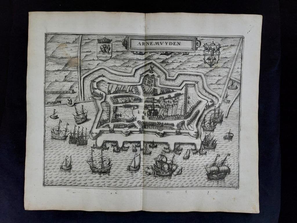 49 / Arnemuyden  - Arnemuiden van Blaeu 1609, Antiek en Kunst, Kunst | Etsen en Gravures, Ophalen of Verzenden
