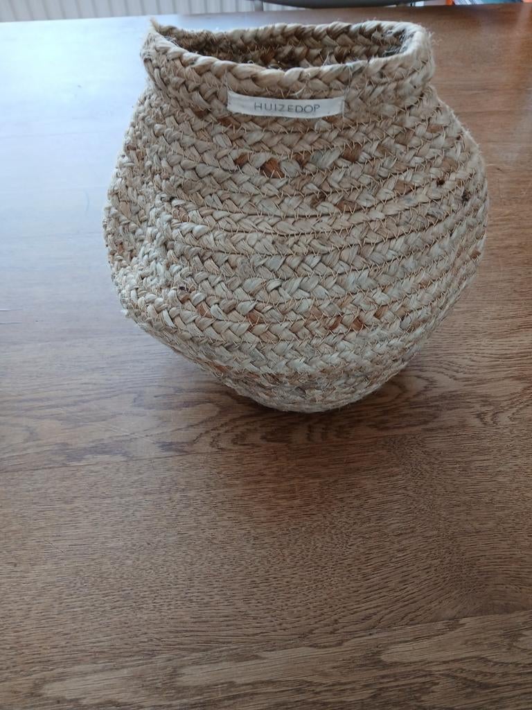 Overzet vaas / mandje van jute - Huizedop, Ophalen of Verzenden