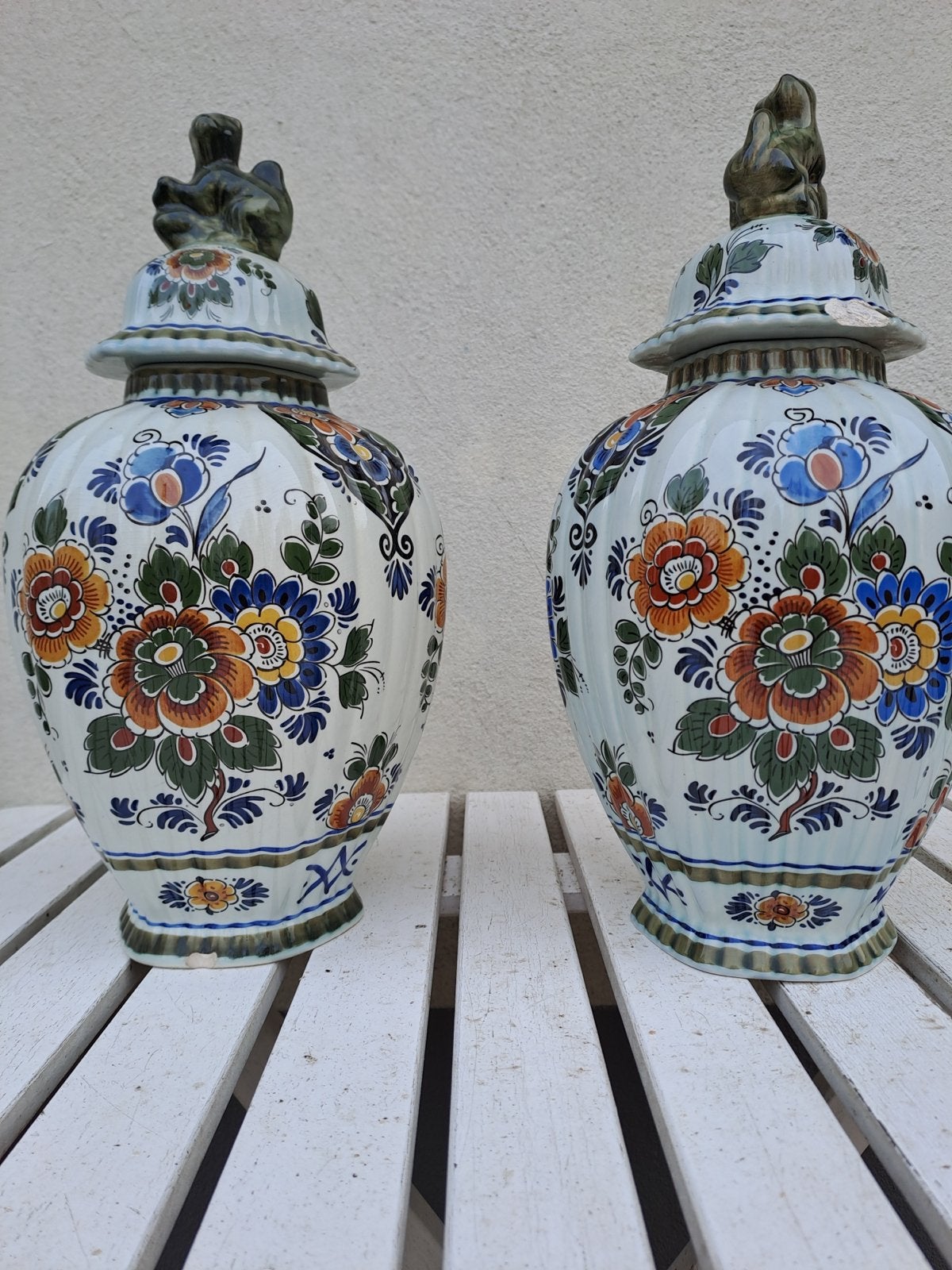 Set van 2 Delft Polychroom Holland Handwerk gemberpotten, Ophalen