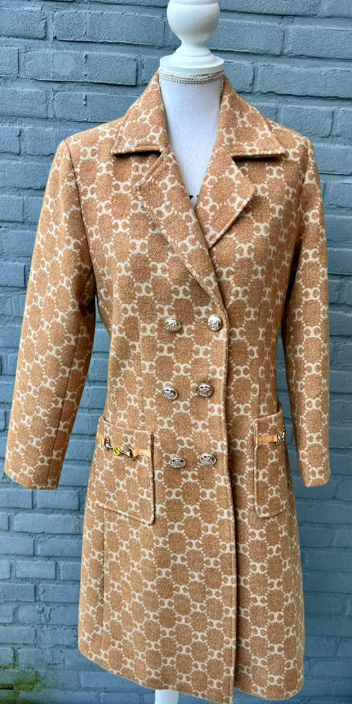 Vintage Fenwick wollen jas maat S – luxe wol (Gucci stof), Ophalen of Verzenden, Zo goed als nieuw, Beige