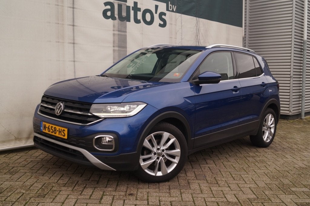 Volkswagen T-Cross 1.0 TSI 110pk Style -NAVI-ECC-PDC-DIGI-, Auto's, T-Cross, Euro 6, Blauw, Leder en Stof