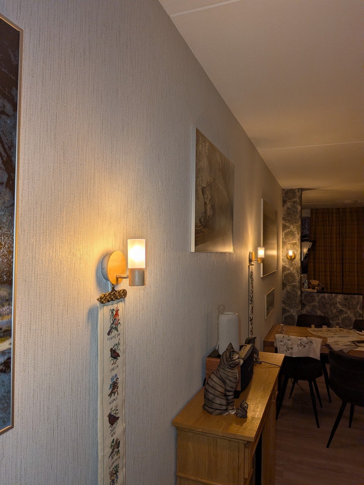 8x Brilliant Babsan wandlampen - Hout en mat wit, Bruin, Indirect licht, Overige fittingen, Ophalen of Verzenden