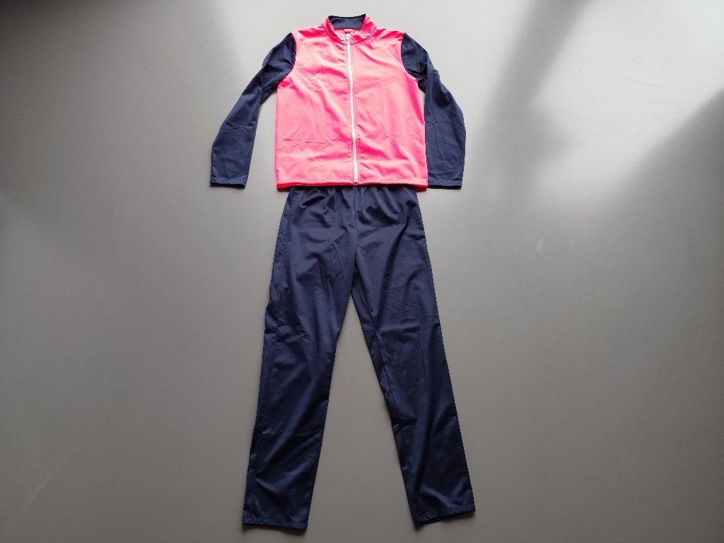 Decathlon trainingspak - maat 152 - blauw met neon roze, Gebruikt, Meisje, Sport- of Zwemkleding, Decathlon