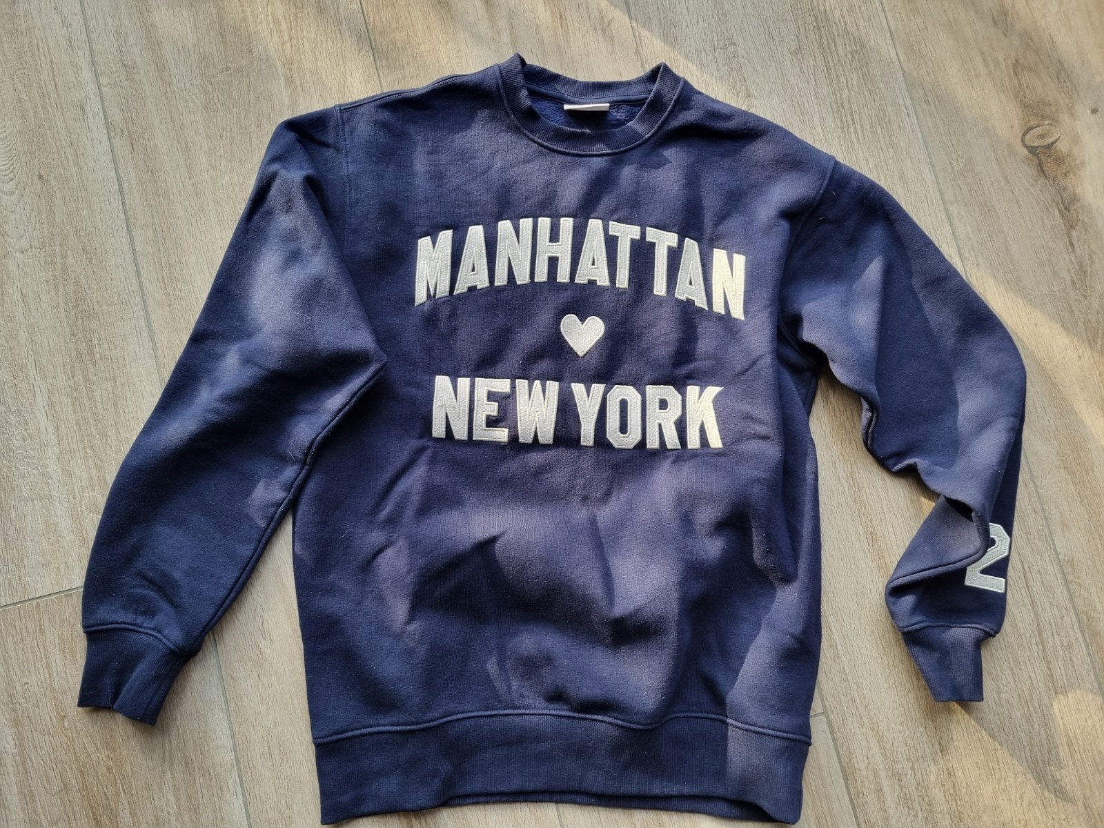 Amy&Ivy sweater met 'Manhattan New York' opdruk - Maat XXS, Kleding | Dames, Blauw, Ophalen of Verzenden, Amy&Ivy, Maat 34 (XS) of kleiner