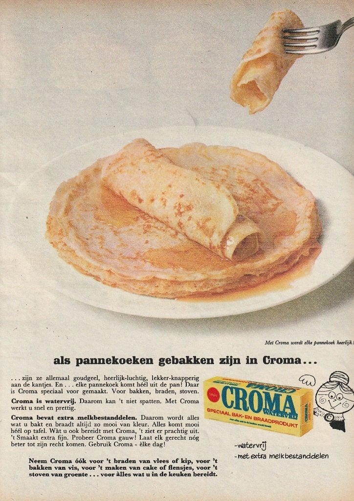 Retro reclame 1963 Croma bakboter lekkere pannenkoeken, Verzenden, Overige typen