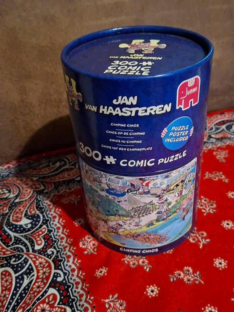 Jan van Haasteren puzzel 300 stukjes camping chaos, Ophalen of Verzenden, Minder dan 500 stukjes, Zo goed als nieuw, Legpuzzel