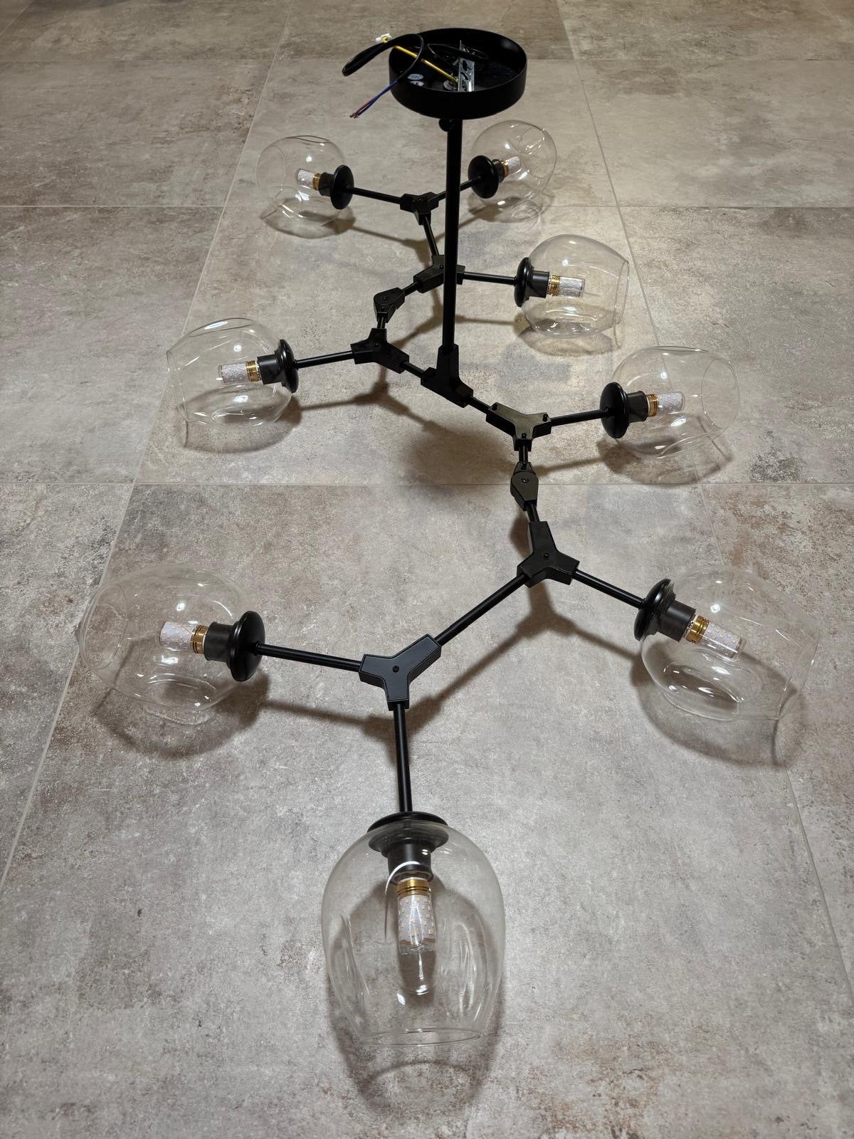 Suaria Branching Bubble kroonluchter zwart, 8-lamps, nieuw, Ophalen of Verzenden, Zo goed als nieuw, Metaal, E27 (groot)