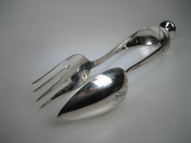 Antieke Hollandse Zilveren Saladetang uit ca.1885, Verzenden, Zilver, Overige typen