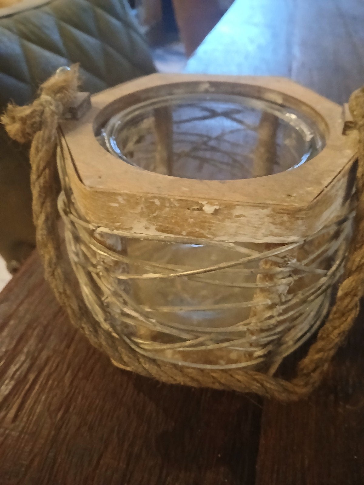 Decoratieve Kandelaar Set - Hout, Metaal & Touw, Huis en Inrichting, Woonaccessoires | Kandelaars en Kaarsen, Gebruikt, Bruin