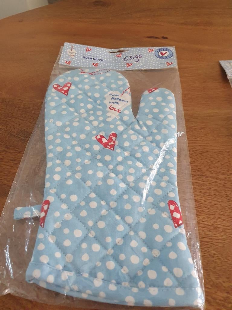 Nieuwe ovenwant met stippen en hartjes, Overige typen, Ophalen of Verzenden, Nieuw, Blauw