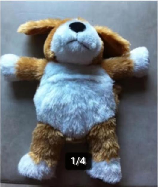Knuffel hondje Ostoy L 40 cm bruin/wit, Ophalen of Verzenden, Zo goed als nieuw, Hond