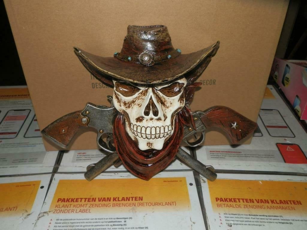 Wanddecoratie skull western 31x22 cm polystone, Ophalen of Verzenden, Nieuw