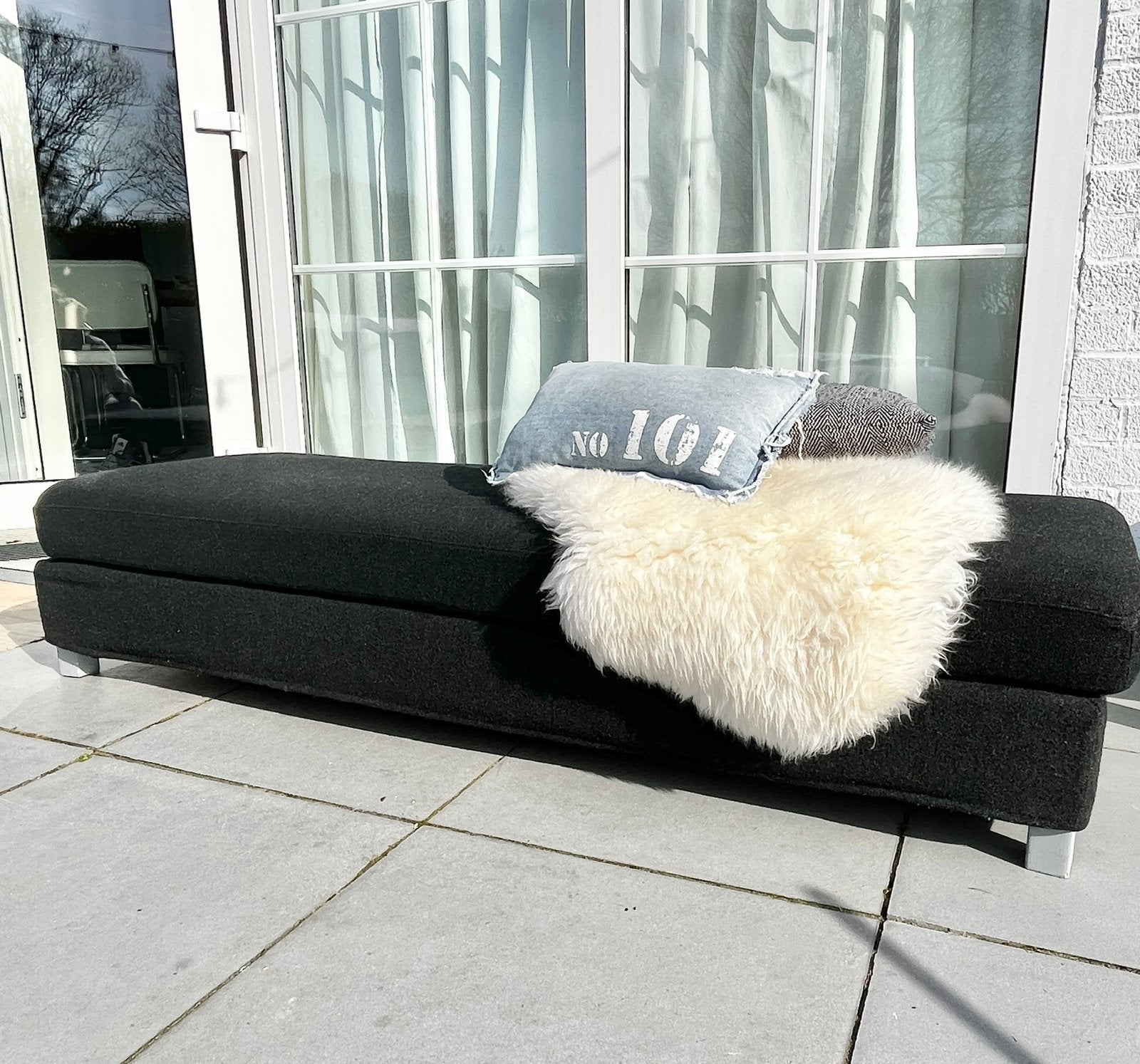 Ikea karlanda voetenbank, Huis en Inrichting, Ophalen, 125 cm of meer, Stof, Rechthoekig