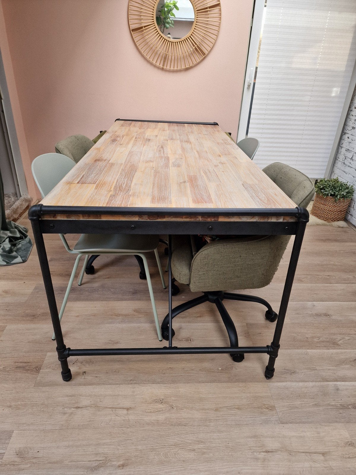 * Stoere eettafel 200x90 voor 30,00 *, Ophalen, Gebruikt, 200 cm of meer, 50 tot 100 cm