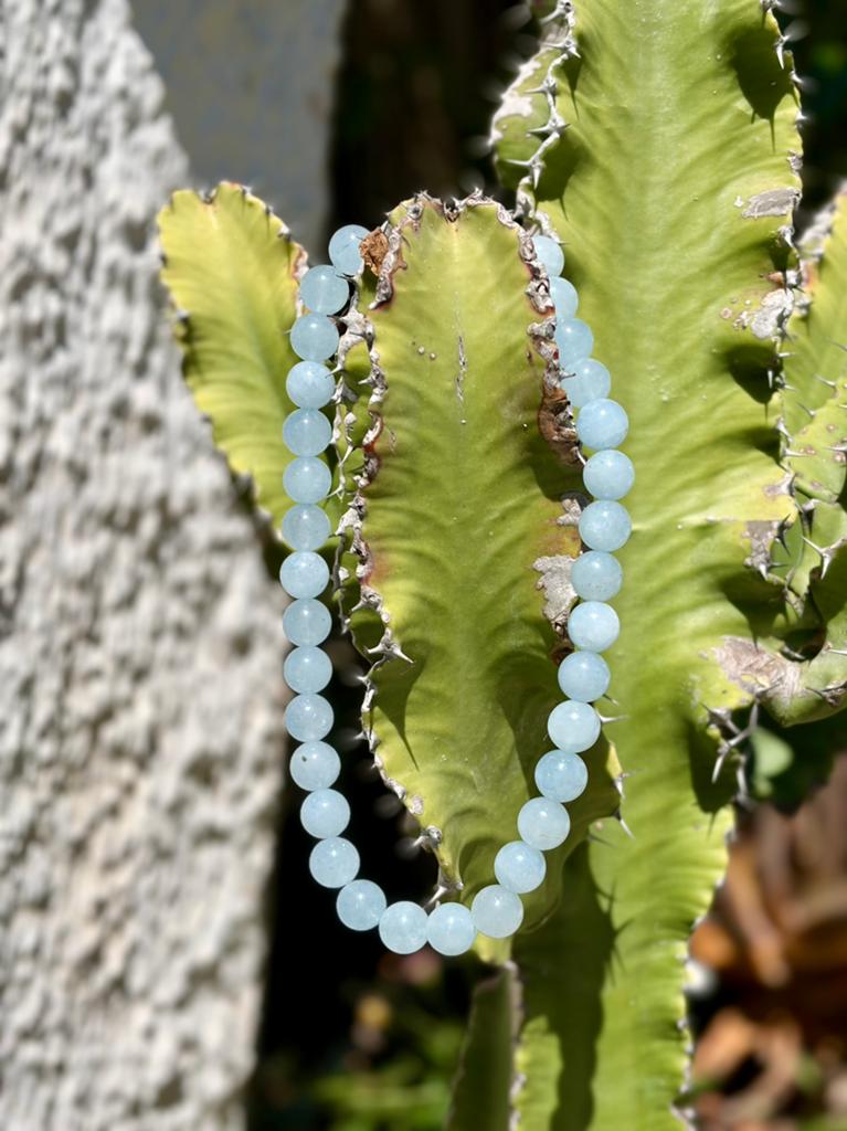 Handmade Aquamarine Necklace with a silver clasp, Ophalen of Verzenden, Nieuw, Zilver