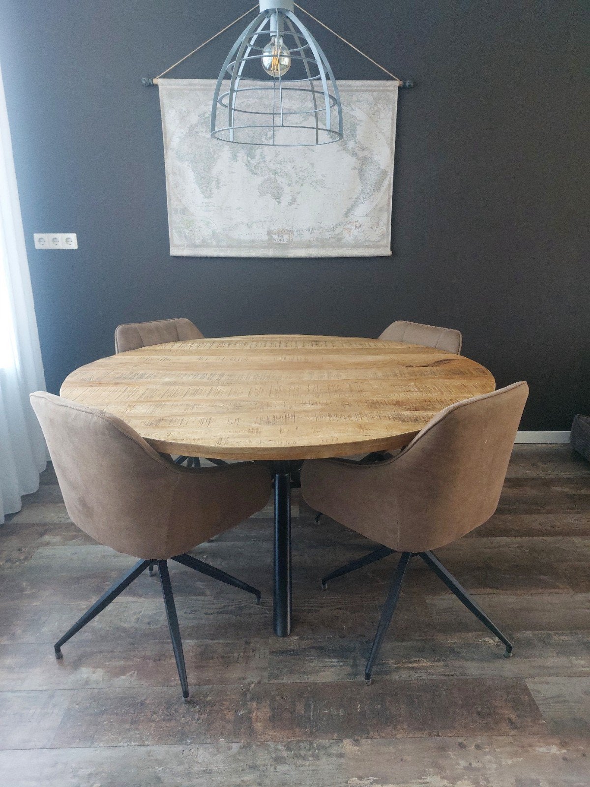 ronde mangohout eettafel, Ophalen, Rond, 100 tot 150 cm, 100 tot 150 cm