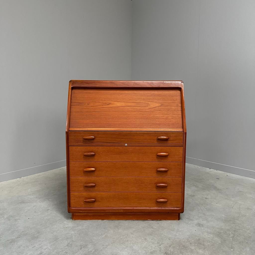Dyrlund Secretaire Teak Vintage Deens Design midcentury 60s, Ophalen, Gebruikt, Vintage mid century modern danish design scandinavisch jaren 60