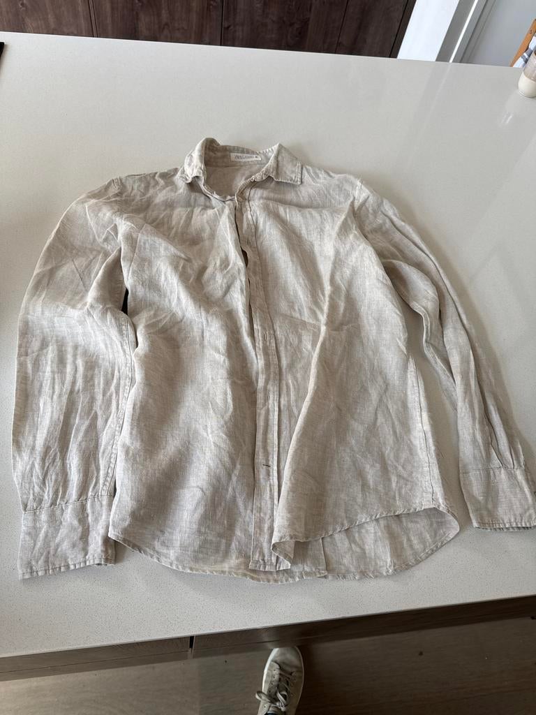 Zara Linnen Blouse Maat S, Ophalen of Verzenden, Zo goed als nieuw, Maat 36 (S), Beige