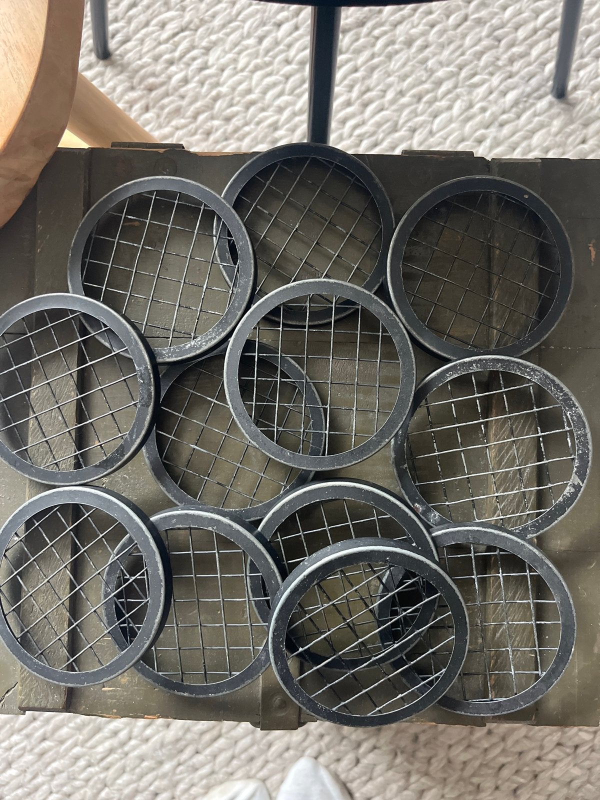 Set van 12 metalen onderzetters, Glasonderzetter, Metaal, Ophalen of Verzenden, Zo goed als nieuw
