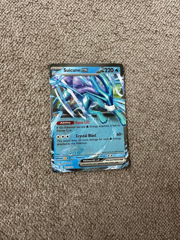 Suicune EX Pokémon Kaart, Ophalen of Verzenden, Zo goed als nieuw, Losse kaart, Foil