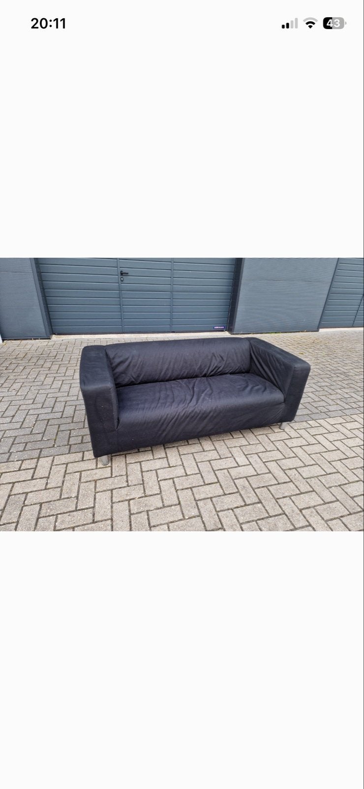 IKEA rechte bank, zwart, Huis en Inrichting, Ophalen, Gebruikt, Rechte bank, Stof