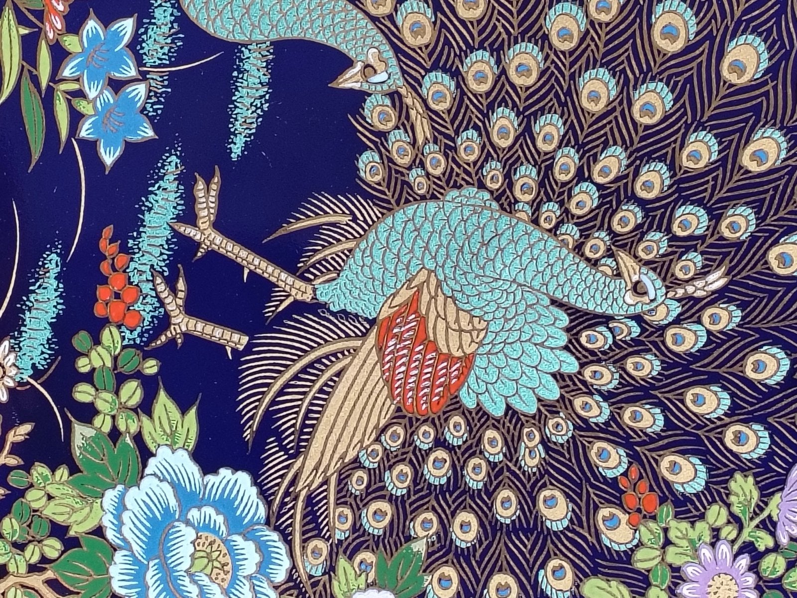 Decoratieve schaal met pauwen en bloemen, kobaltblauw, Antiek en Kunst, Ophalen of Verzenden